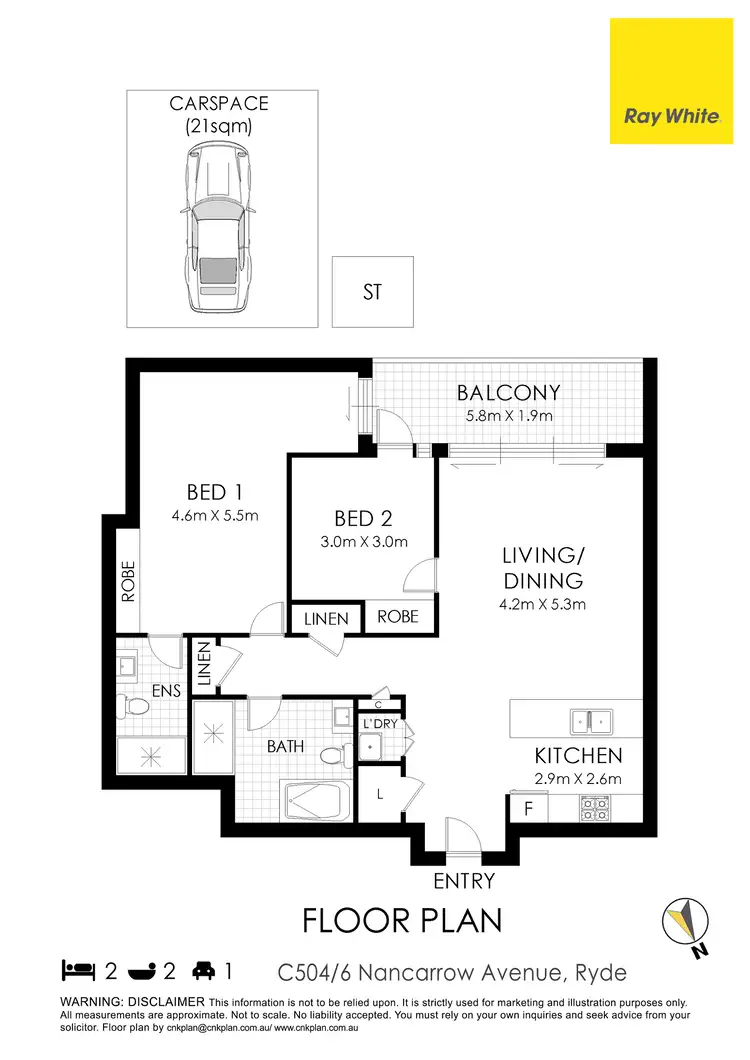 Floorplan of Homely apartment listing, C504/6 Nancarrow Avenue, Ryde NSW 2112