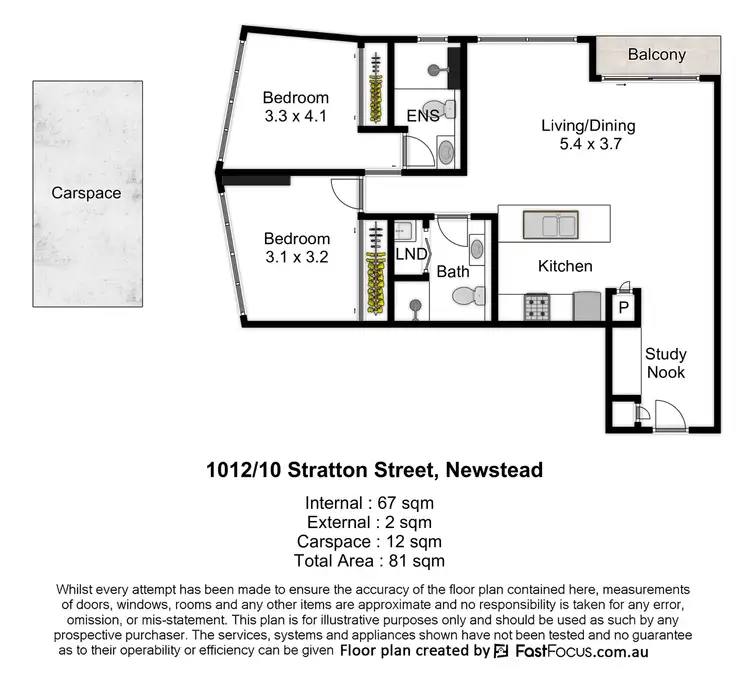 Floorplan of Homely apartment listing, 1012/10 Stratton Street, Newstead QLD 4006