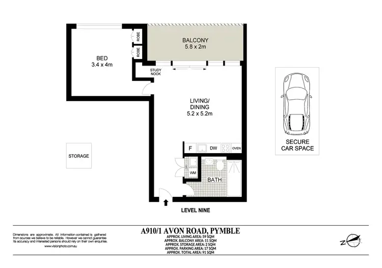 Floorplan of Homely apartment listing, A910/1 Avon Road, Pymble NSW 2073