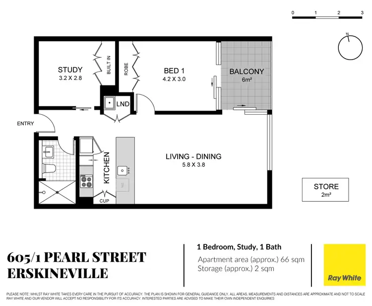 Floorplan of Homely apartment listing, 605/1 Pearl Street, Erskineville NSW 2043