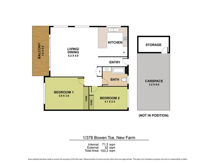Floorplan of Homely apartment listing, 1/378 Bowen Terrace, New Farm QLD 4005