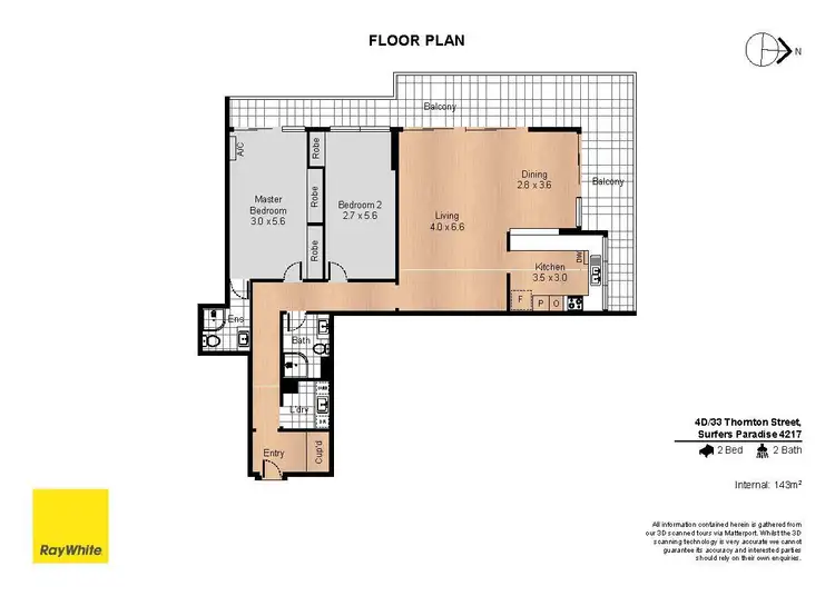Floorplan of Homely apartment listing, 4D/33 Thornton Street, Surfers Paradise QLD 4217