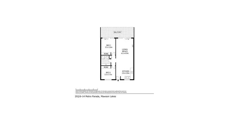 Floorplan of Homely apartment listing, 202/6-14 Metro Parade, Mawson Lakes SA 5095