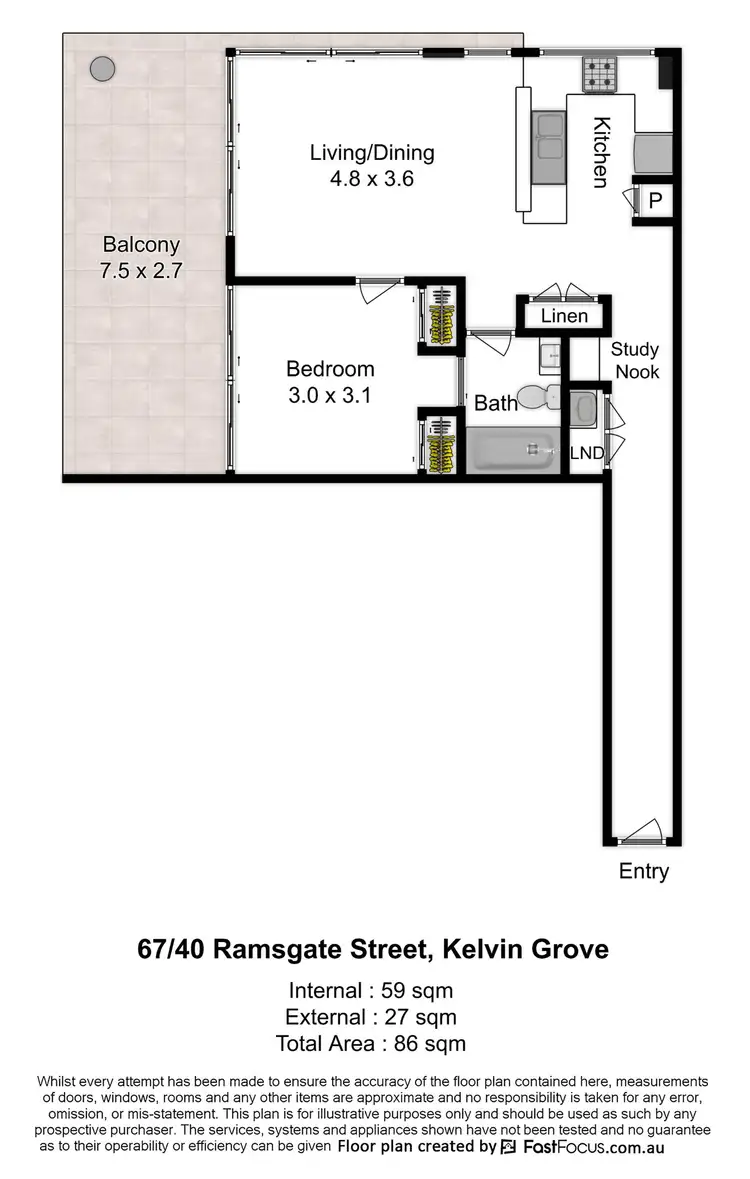 Floorplan of Homely apartment listing, 67/40 Ramsgate Street, Kelvin Grove QLD 4059