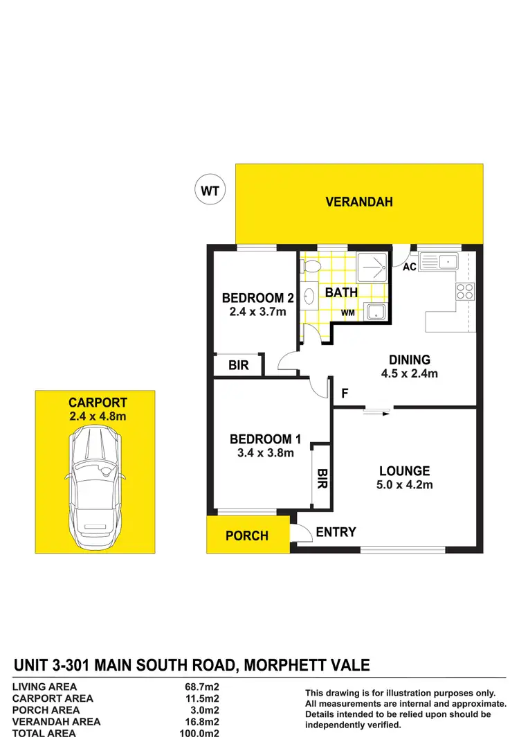 Floorplan of Homely unit listing, 3/301 Main South Road, Morphett Vale SA 5162