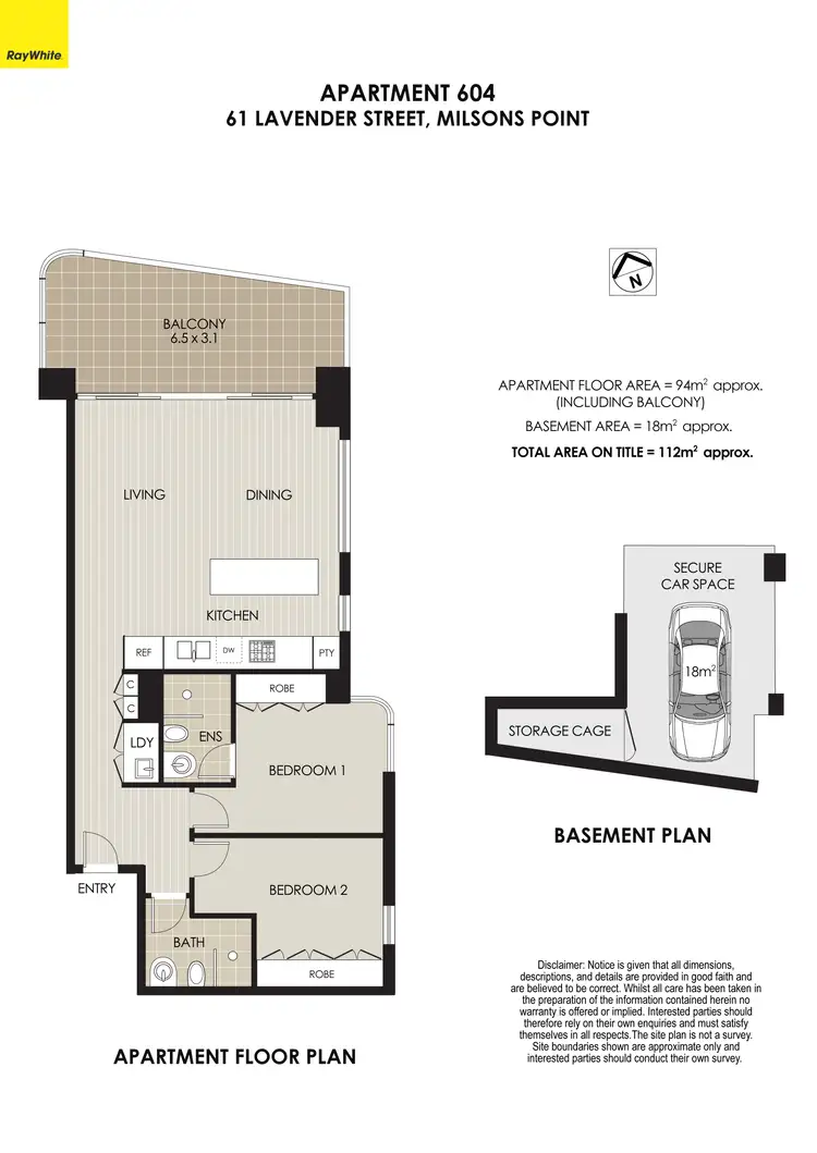 Floorplan of Homely apartment listing, 604/61 Lavender Street, Milsons Point NSW 2061