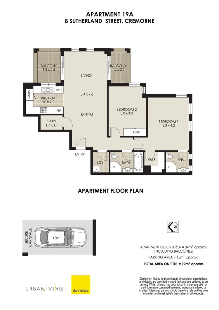 Floorplan of Homely apartment listing, 19a/8 Sutherland Street, Cremorne NSW 2090