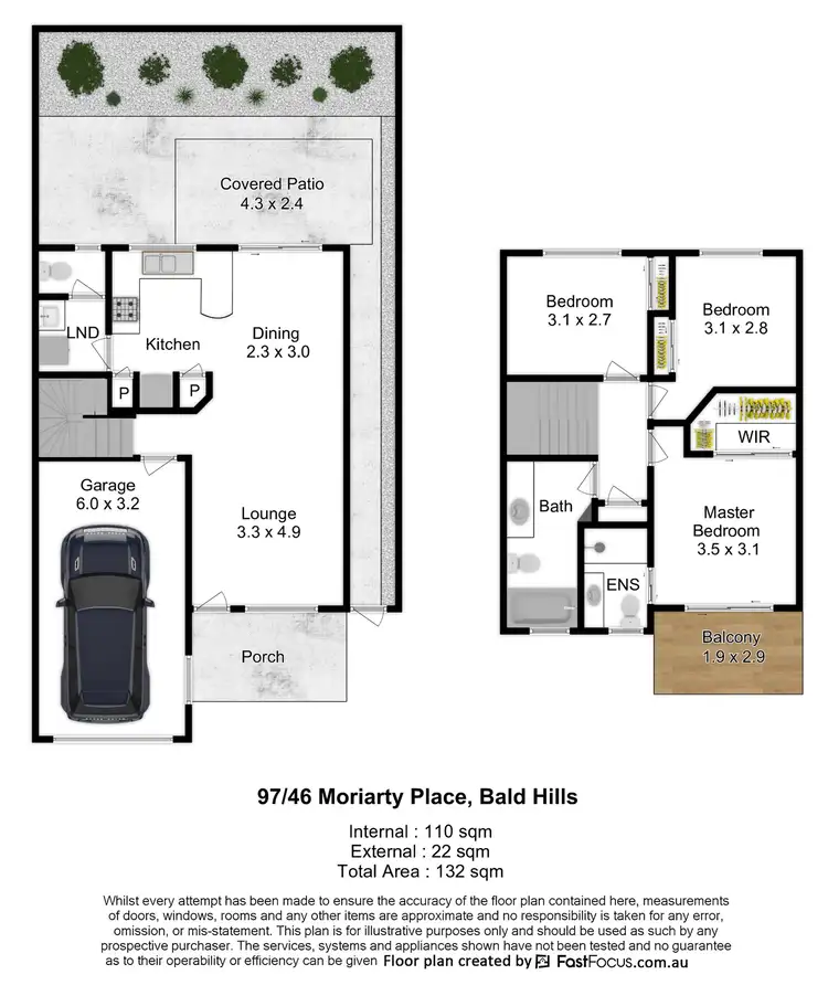 Floorplan of Homely townhouse listing, 97/46 Moriarty Place, Bald Hills QLD 4036