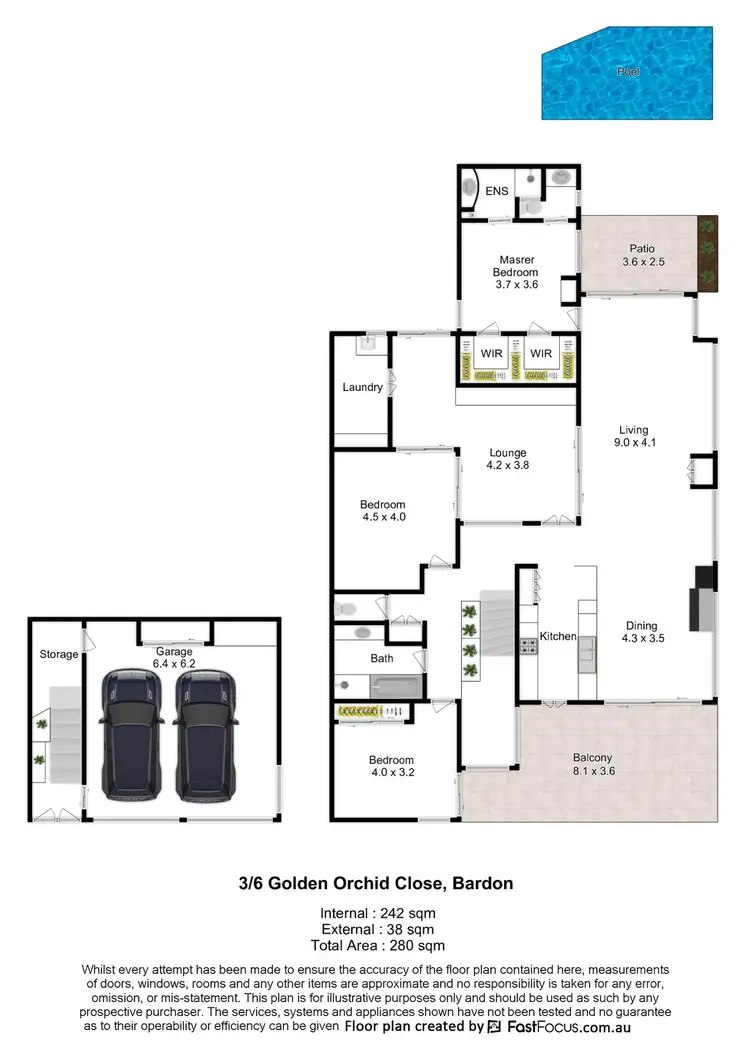 Floorplan of Homely townhouse listing, 3/6 Golden Orchid Close, Bardon QLD 4065