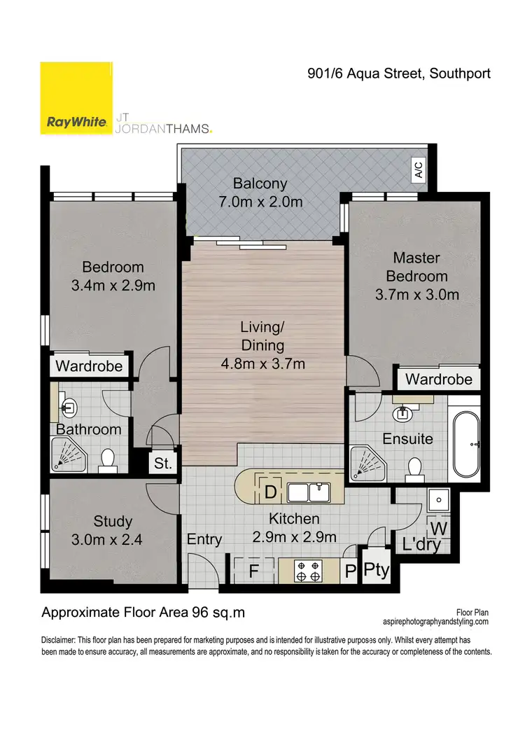 Floorplan of Homely apartment listing, 901/6 Aqua Street, Southport QLD 4215