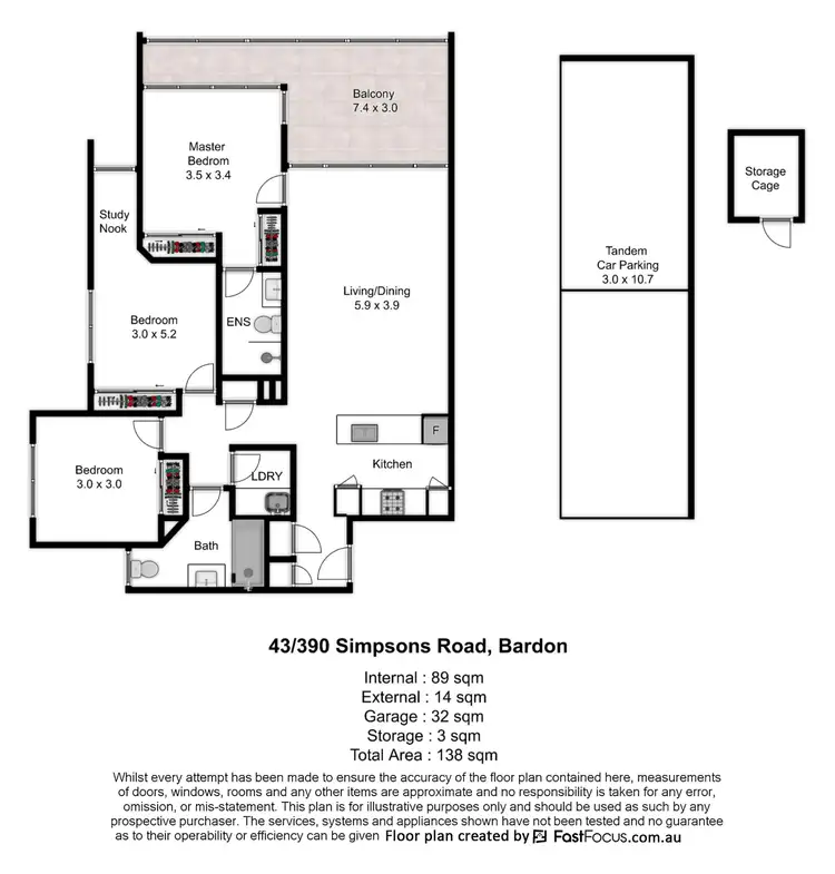 Floorplan of Homely apartment listing, 43/390 Simpsons Road, Bardon QLD 4065