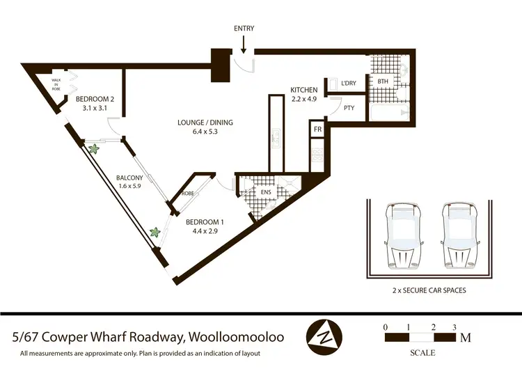 Floorplan of Homely apartment listing, 5/67 Cowper Wharf Road, Woolloomooloo NSW 2011