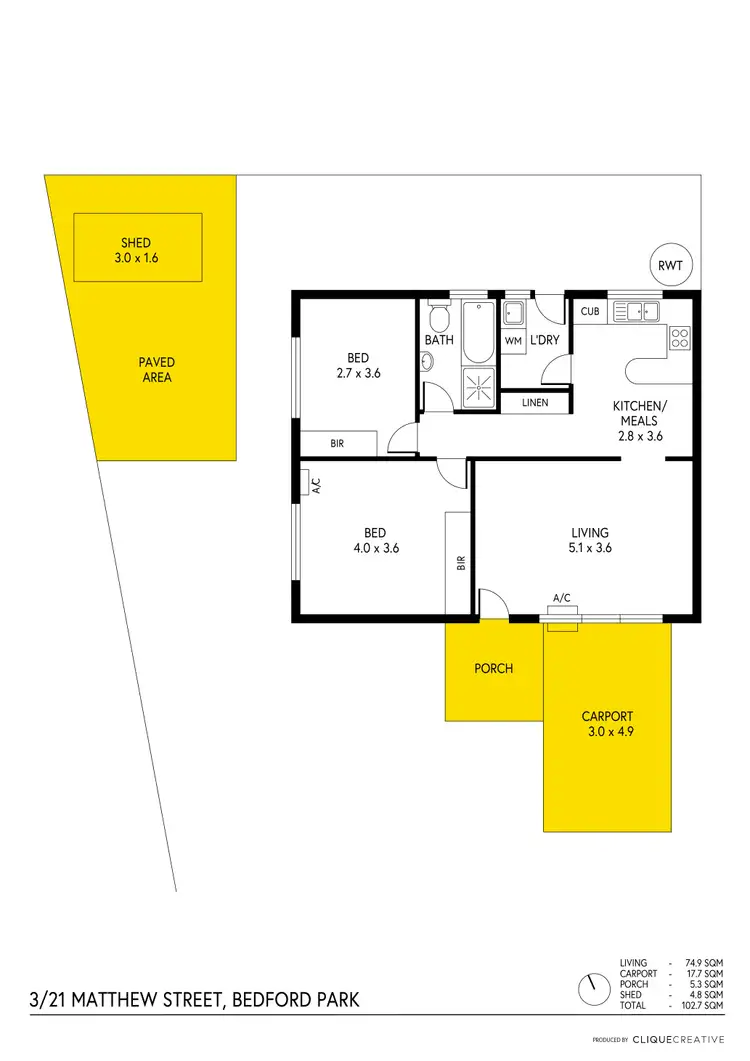 Floorplan of Homely unit listing, 3/21 Matthew Street, Bedford Park SA 5042