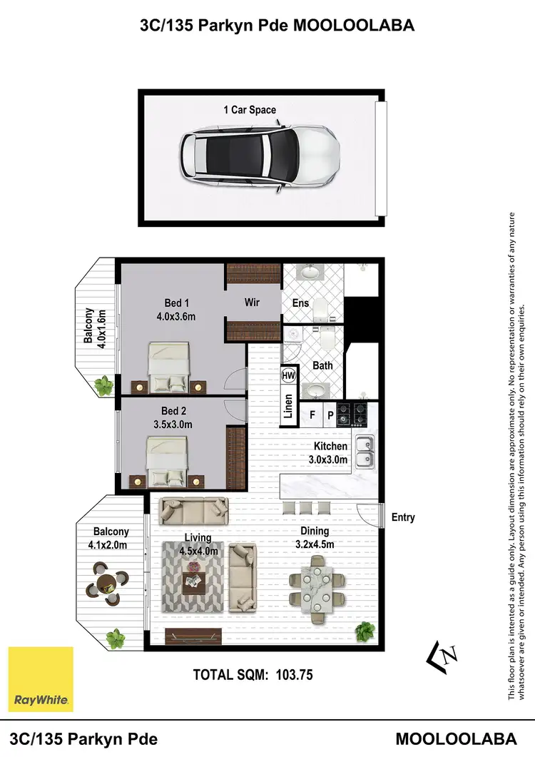 Floorplan of Homely unit listing, 3C/135 Parkyn Parade, Mooloolaba QLD 4557