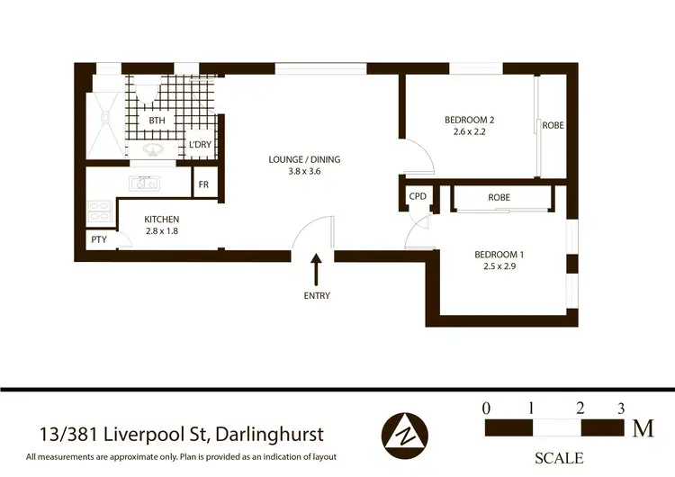 Floorplan of Homely apartment listing, 13/381 Liverpool Street, Darlinghurst NSW 2010