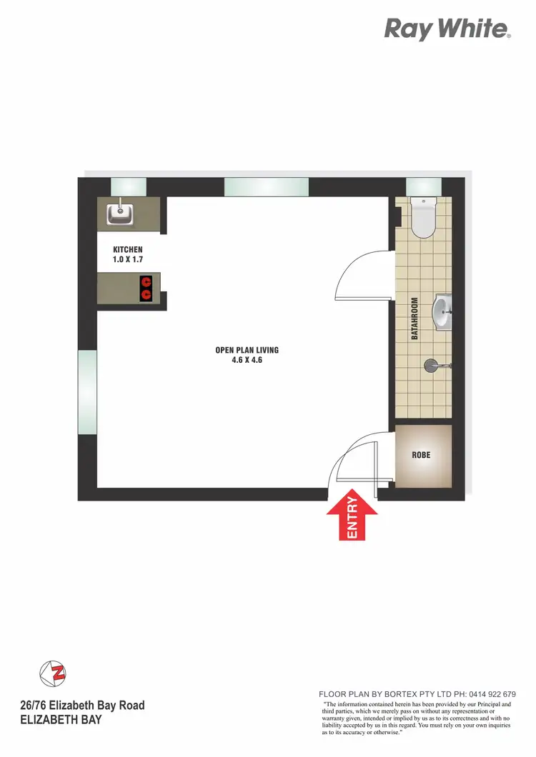 Floorplan of Homely studio listing, 26/76 Elizabeth Bay Road, Elizabeth Bay NSW 2011