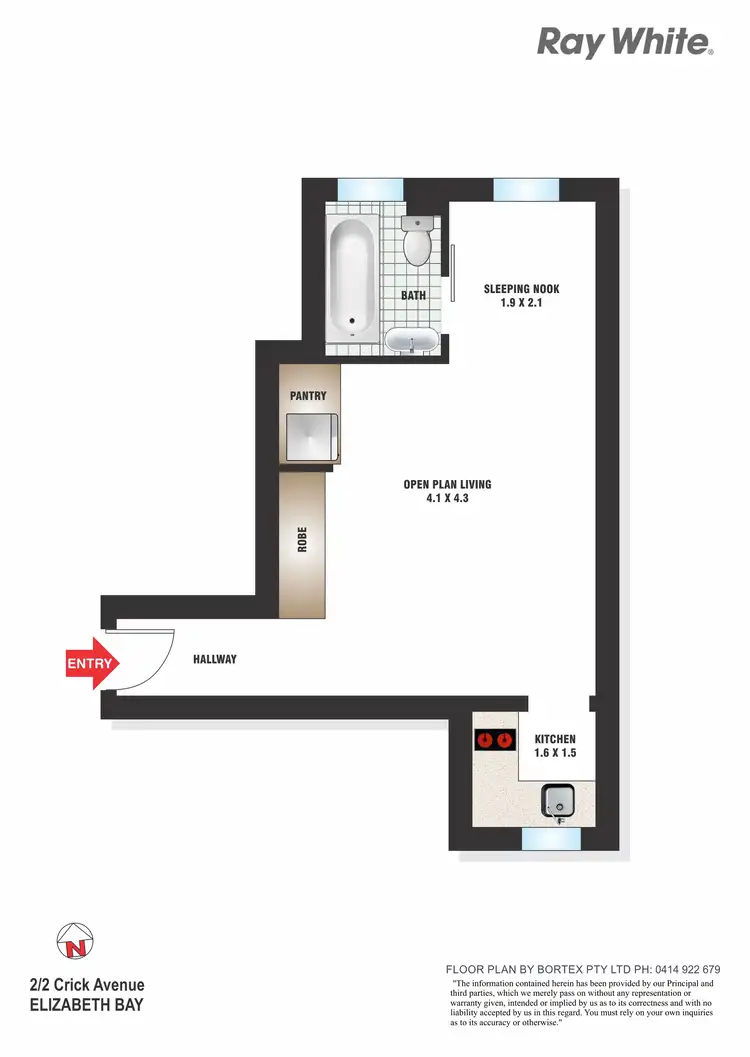 Floorplan of Homely studio listing, 2/2 Crick Avenue, Potts Point NSW 2011