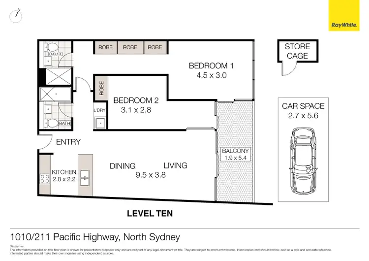 Floorplan of Homely unit listing, 1010/211 Pacific Highway (rear of block), North Sydney NSW 2060