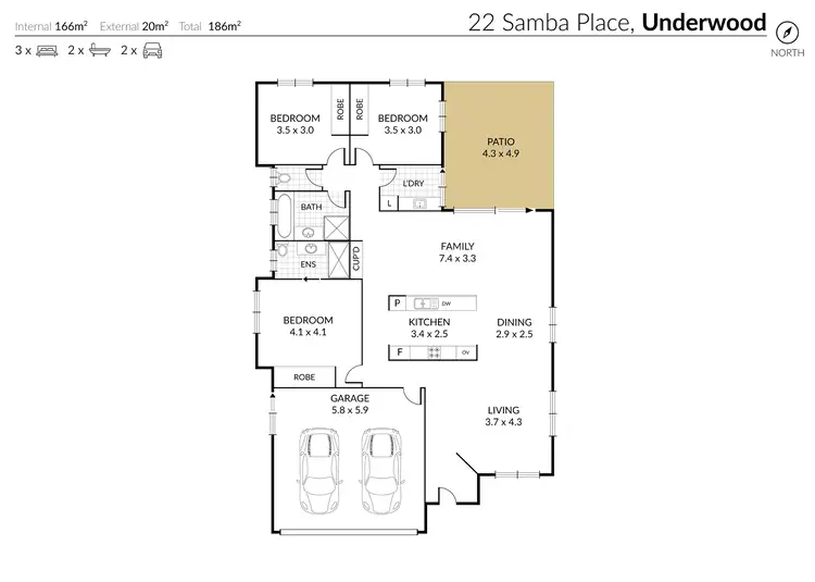 Floorplan of Homely house listing, 22 Samba Place, Underwood QLD 4119