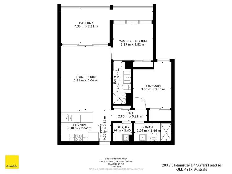 Floorplan of Homely apartment listing, 203/5-7 Peninsular Drive, Surfers Paradise QLD 4217