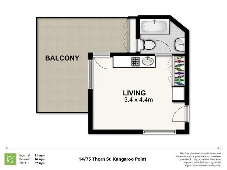 Floorplan of Homely studio listing, 14/75 Thorn Street, Kangaroo Point QLD 4169