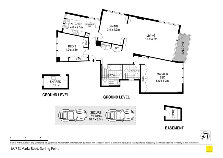 Floorplan of Homely apartment listing, 1a/7 St Marks Road, Darling Point NSW 2027