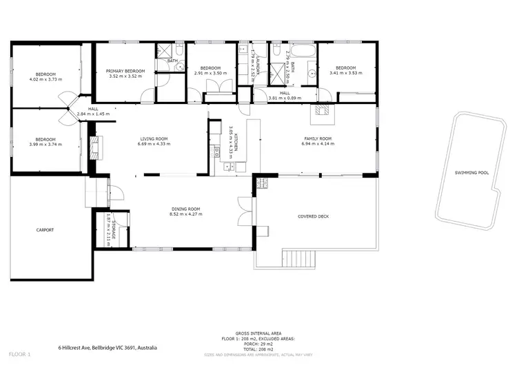 Floorplan of Homely house listing, 6 Hillcrest Avenue, Bellbridge VIC 3691