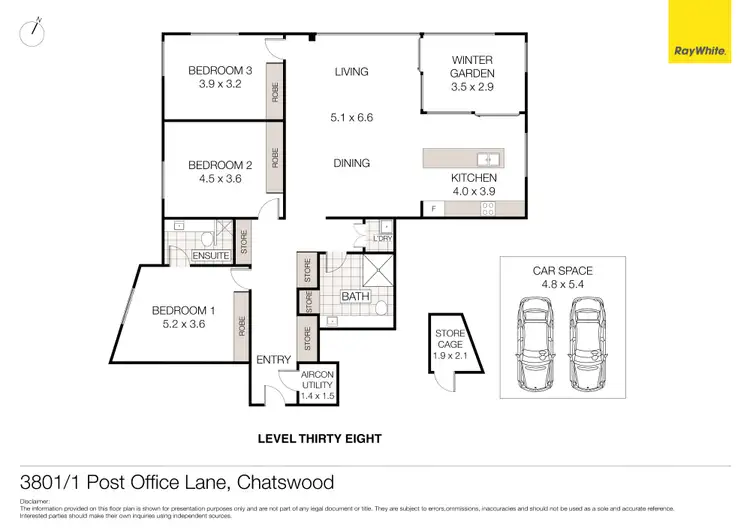 Floorplan of Homely unit listing, 3801/1 Post Office Lane, Chatswood NSW 2067