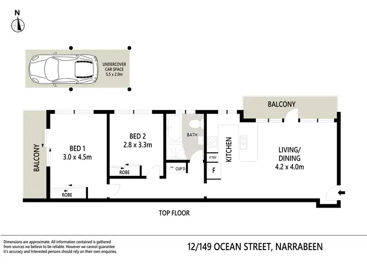 Floorplan of Homely apartment listing, 12/149 Ocean Street, Narrabeen NSW 2101