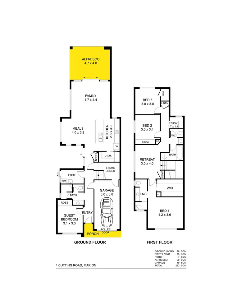 Floorplan of Homely house listing, 1 Cutting Road, Marion SA 5043