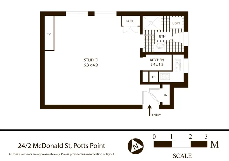 Floorplan of Homely studio listing, 24/2 Mcdonald Street, Potts Point NSW 2011