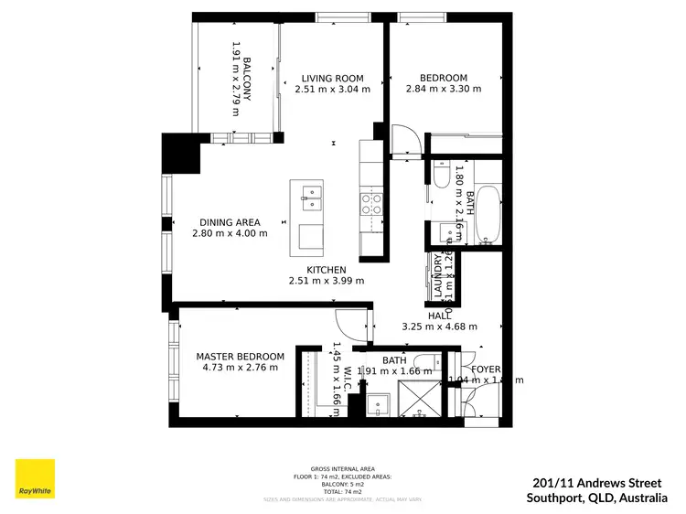 Floorplan of Homely apartment listing, 201/11 Andrews Street, Southport QLD 4215