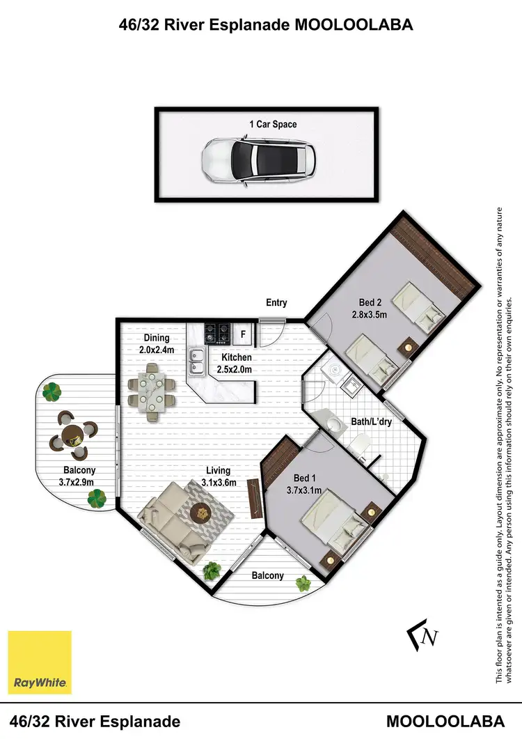 Floorplan of Homely unit listing, 46/32 River Esplanade, Mooloolaba QLD 4557