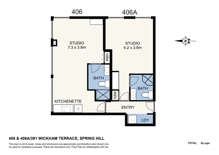 Floorplan of Homely apartment listing, 406-406A/391 Wickham Terrace, Spring Hill QLD 4000