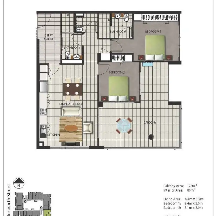 Floorplan of Homely apartment listing, 613/8 Hurworth Street, Bowen Hills QLD 4006