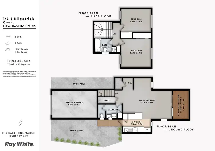 Floorplan of Homely townhouse listing, 1/2-6 Kilpatrick Court, Highland Park QLD 4211