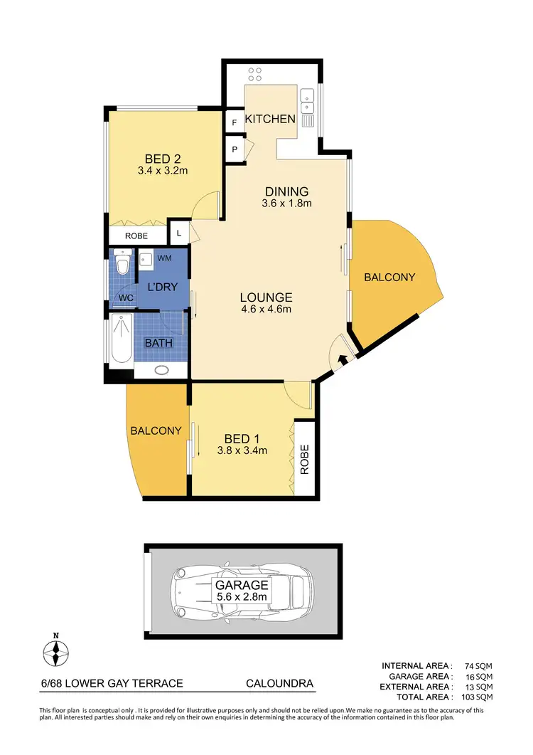 Floorplan of Homely unit listing, 6/68 Lower Gay Terrace, Caloundra QLD 4551