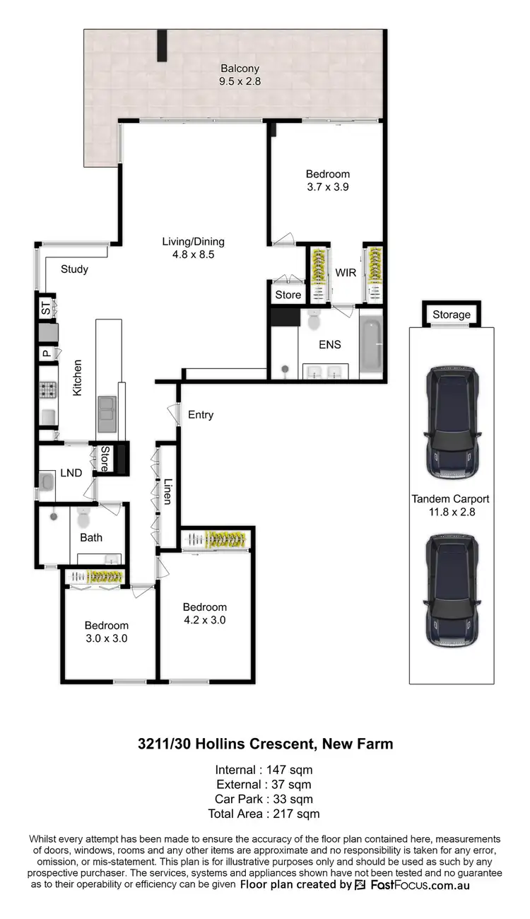 Floorplan of Homely apartment listing, 3211/30 Hollins Crescent, New Farm QLD 4005