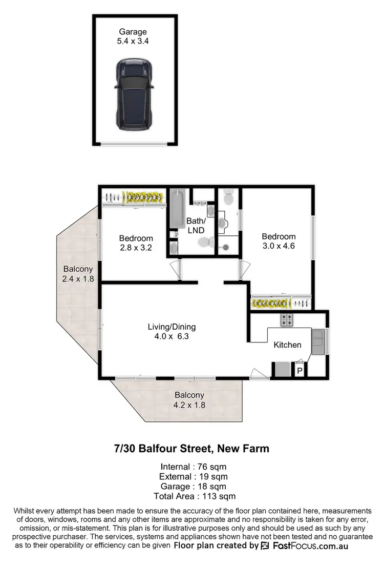 Floorplan of Homely apartment listing, 7/30 Balfour Street, New Farm QLD 4005