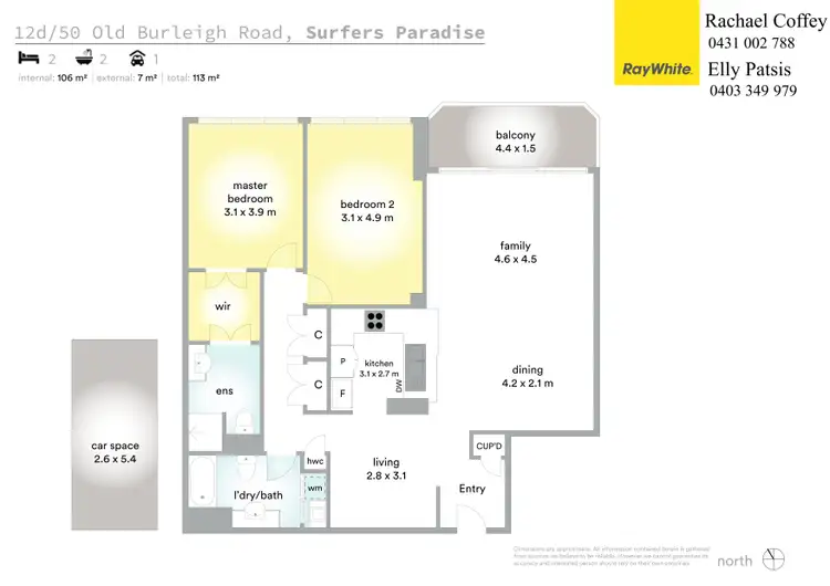 Floorplan of Homely apartment listing, 12D Breakers North 50 Old Burleigh Road, Surfers Paradise QLD 4217
