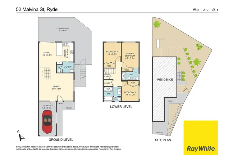 Floorplan of Homely semi-detached listing, 52 Malvina Street, Ryde NSW 2112