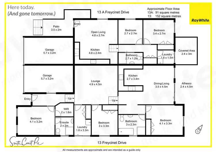 Floorplan of Homely house listing, 13 & 13A Freycinet Drive, Sunshine Bay NSW 2536