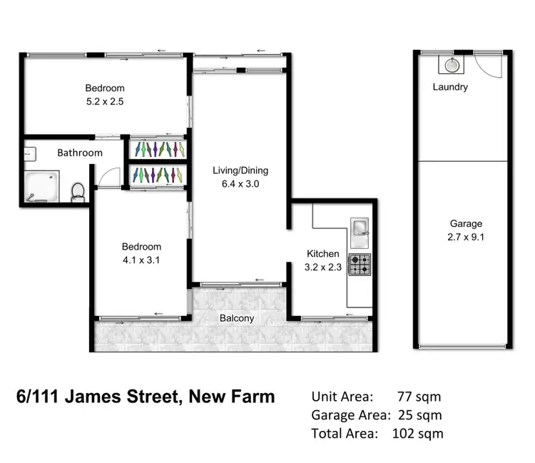 Floorplan of Homely apartment listing, 6/111 James Street, New Farm QLD 4005