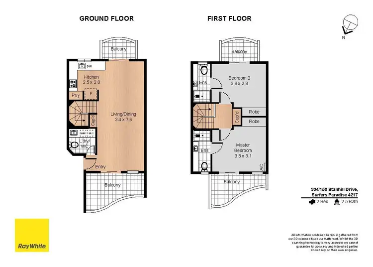 Floorplan of Homely apartment listing, 304/150 Stanhill Drive, Chevron Island QLD 4217
