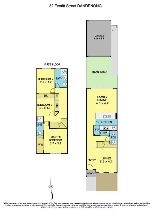 Floorplan of Homely townhouse listing, 32 Everitt Street, Dandenong VIC 3175