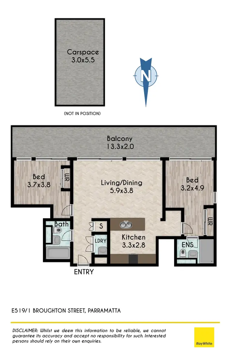 Floorplan of Homely apartment listing, E519/1 Broughton Street, Parramatta NSW 2150