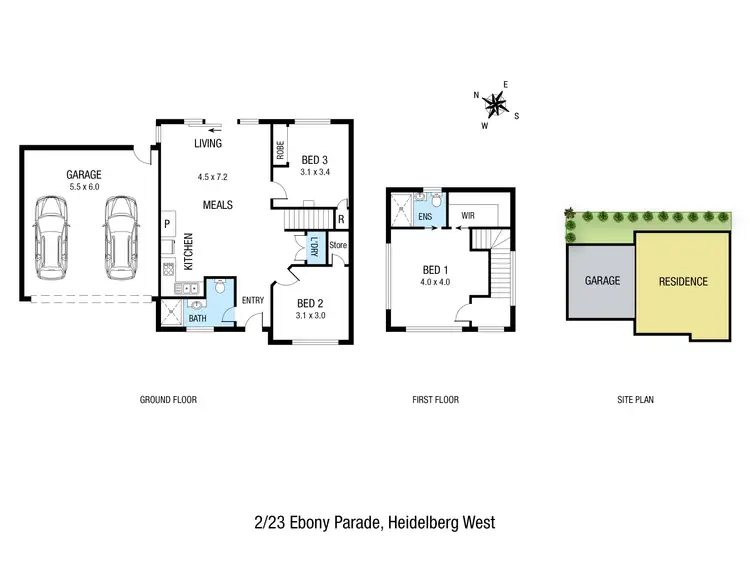 Floorplan of Homely townhouse listing, 2/23 Ebony Parade, Heidelberg West VIC 3081