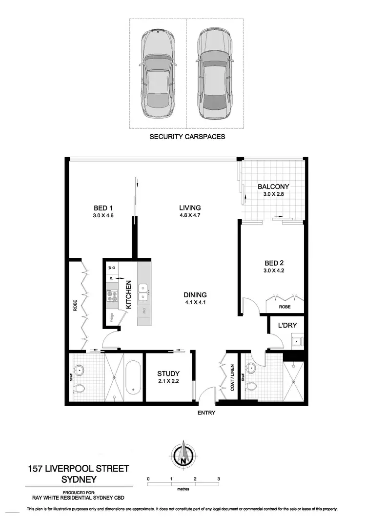 Floorplan of Homely apartment listing, 2402/157 Liverpool Street, Sydney NSW 2000
