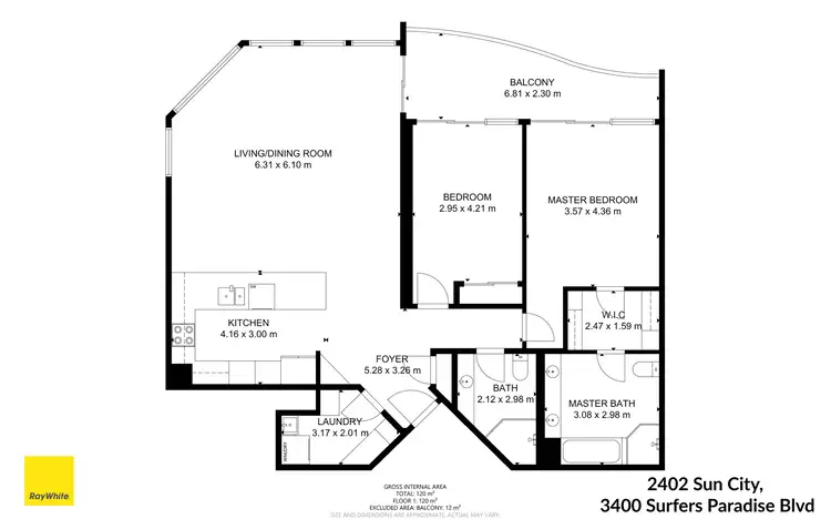 Floorplan of Homely apartment listing, 2402/3400 Surfers Paradise Boulevard, Surfers Paradise QLD 4217