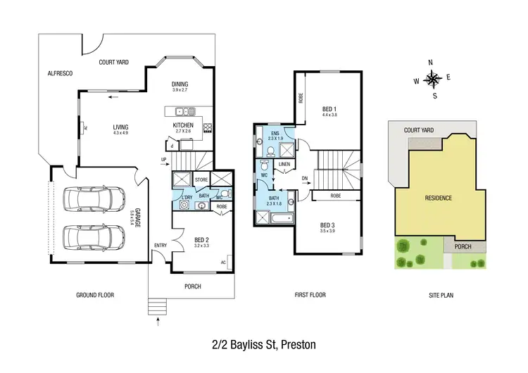 Floorplan of Homely townhouse listing, 2/2 Bayliss Street, Preston VIC 3072